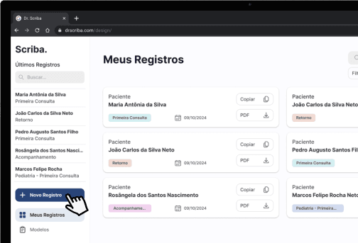 Interface Desktop Scriba - Meus Registros